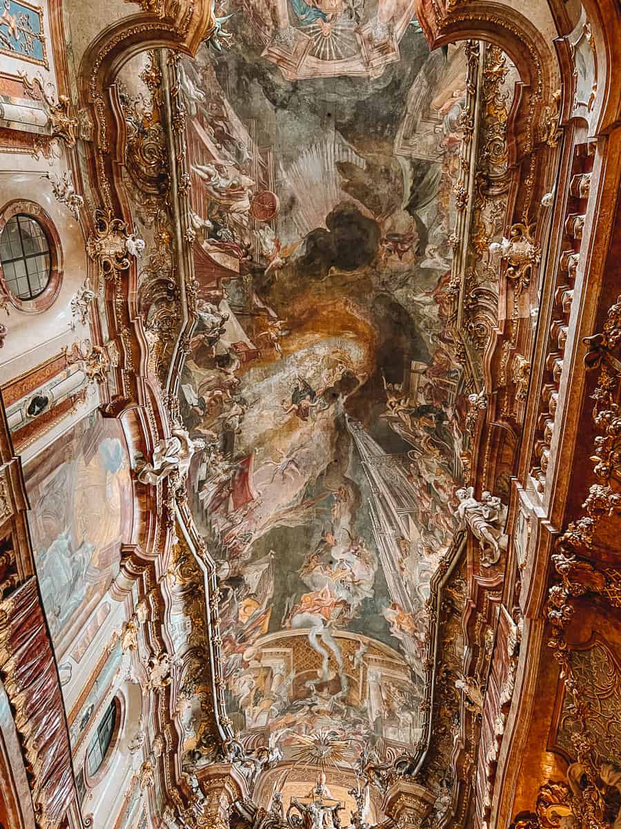 Asamkirche fresco ceiling the life of st nepomuk