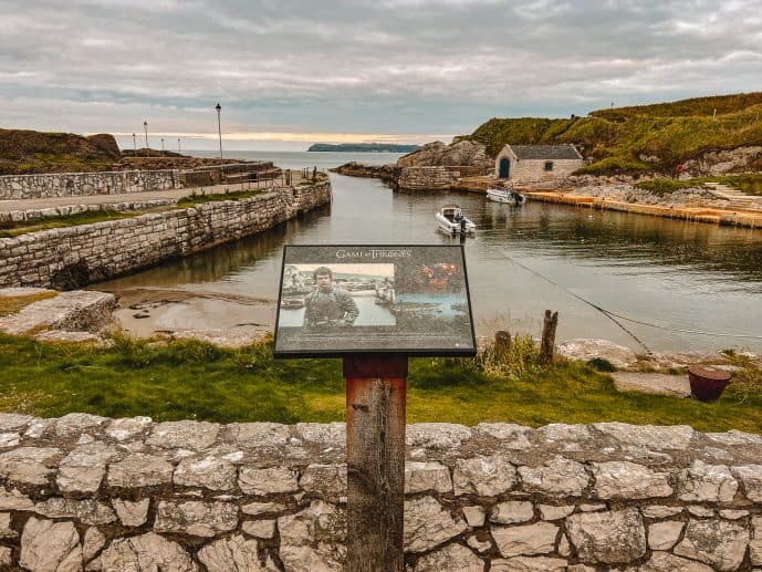 Ballintoy Harbour Game of Thrones sign 