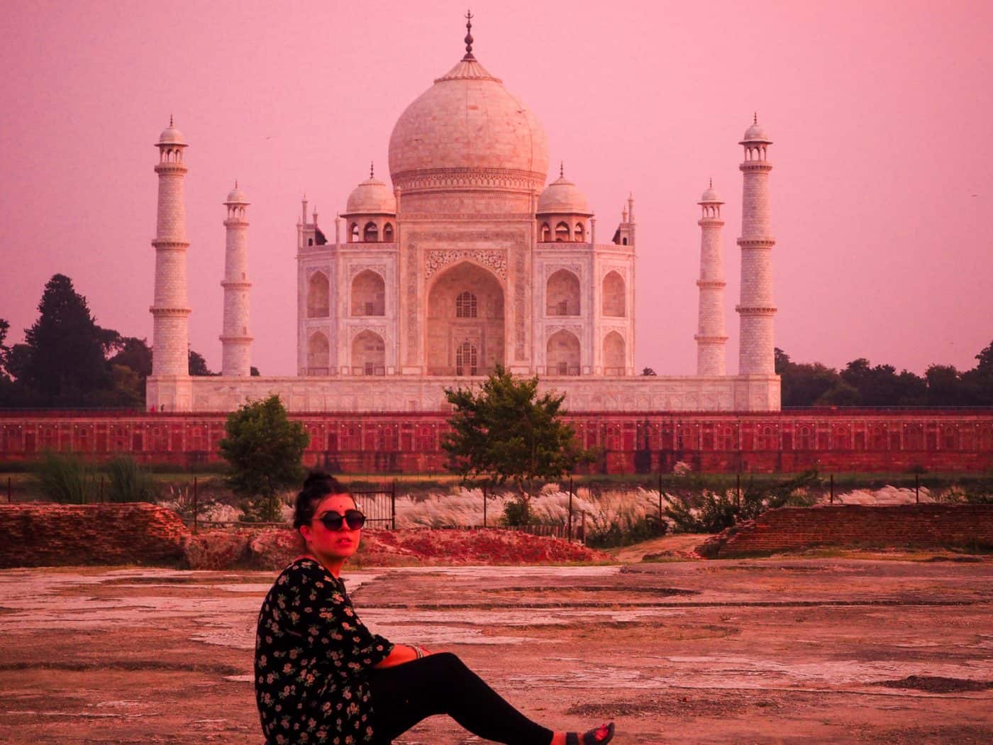 Taj Mahal Pink Sky Sunset