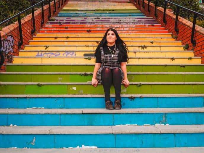 Rainbow stairs in Istanbul